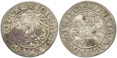 Великое княжество Литовское 1/2 гроша (полугрош) 1549 Сигизмунд II Август Ягеллон (1548-1572) король Польский и Великий Князь Литовский с 1544 года, вес 1,12 гр. Hutten 465. Col 476.74 серебро 1517-1013