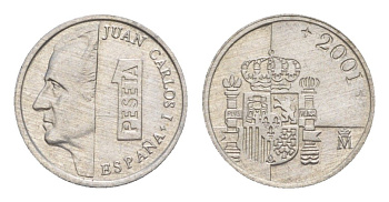 Испания 1 песета 2001 KM 832 алюминий 4632-342