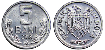 Молдова 5 бани 2018  KM 2 алюминий  UNC  M71-04