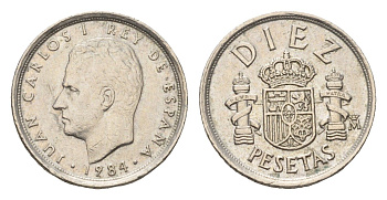 Испания 10 песет 1984 M, Хуан Карлос I (1975-2014) KM 827 медно-никель 4685-1211