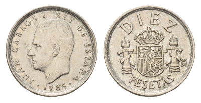 Испания 10 песет 1984 M, Хуан Карлос I (1975-2014) KM 827 медно-никель 4685-1211
