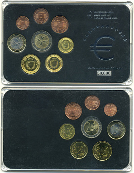 Мальта официальный набор из 8 монет (1, 2, 5, 10, 20 и 50 евроцентов; 1 и 2 евро) 2008  KM 125, 126, 127, 128, 129, 130, 131 и 132 UNC 7-4-1-10