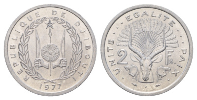 Джибути 2 франка 1977 KM 21 алюминий UNC 4671-341