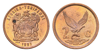 ЮАР 2 цента 1997 легенда на венда, орел с рыбой KM 159 сталь плакированная медью UNC 4674-1241