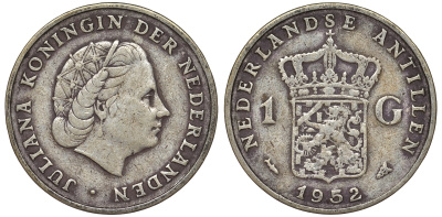 Нидерландские Антилы 1 гульден 1952 Юлиана (1948-1980) KM 2 серебро 36-842