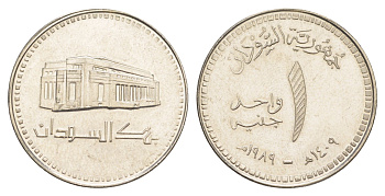 Судан 1 фунт 1989 KM 106 сталь плакированная медно-никелем UNC 4646-625