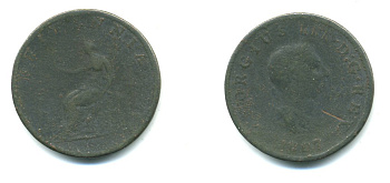 Великобритания 1/2 пенни 1807 Георг III (1760-1820) KM 662, Spink 3781 медь 540-135