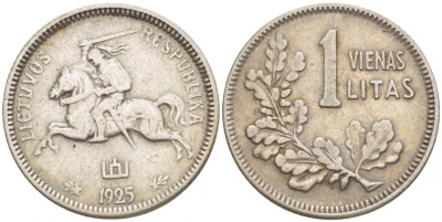 Литва 1 лит 1925 Республика (1918-1940) KM 76 серебро 4547-1211
