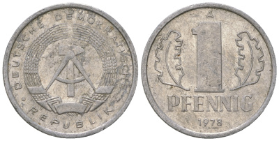 ГДР 1 пфенниг 1978 А KM 8.2 алюминий 4623-339