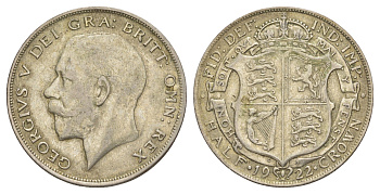 Великобритания 1/2 кроны 1922 Георг V (1910-1936) KM 818.2, Spink 4021 серебро 1526-535