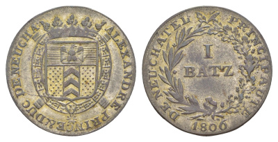 Швейцарские кантоны, Невшатель 1 батцен 1806 KM 65 серебро 603-1341