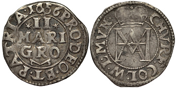 КЁЛЬН АРХИЕПИСКОПСТВО 2 МАРИЕНГРОША 1656 МАКСИМИЛИАН ГЕНРИХ БАВАРСКИЙ (1650-1688) Noss 493 b. серебро 1515-2342