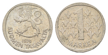 Финляндия 1 марка 1974 KM 49a медно-никель 4637-237