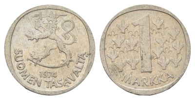 Финляндия 1 марка 1974 KM 49a медно-никель 4637-237
