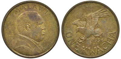 Малави 1 квача 1996 орел KM 28 сталь плакированная латунью 4162-342
