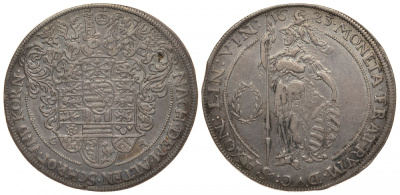 Саксен-Веймар-Эйзенах 1 талер 1623 Иоганн Эрнст и его пять братьев, дворцовый Schnee 353, Dav. 7532, Koppe 220, Slg. Mers. 3844 серебро 10-017-23