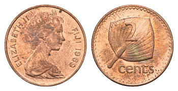 Фиджи 2 цента 1969 KM 28 бронза UNC 4697-663