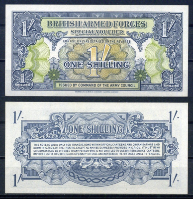 Великобритания 1 шиллинг ND (1946) армейские силы Pick M11 a  бумага  UNC (пресс) 451-1097-3