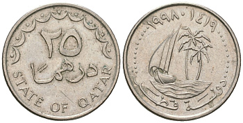 Катар 25 дирхамов 1998 Хамад ибн Халифа (1995-2013) KM 4 медно-никель 4589-1216