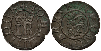 Эстония, Ревель (Таллин) 1 шиллинг 1568-1592 Юхан III Шведский король (1568-1592), вес 0,83 гр. Neumann 13 a серебро 1516-815