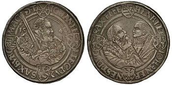 Саксония (курфюршество) 1 талер 1540 Иоганн Фридрих Великодушный, Генрих V Благочестивый и Иоганн Эрнст Dav. 9727 серебро 00-000-00