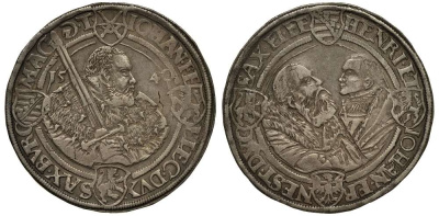 Саксония (курфюршество) 1 талер 1540 Иоганн Фридрих Великодушный, Генрих V Благочестивый и Иоганн Эрнст Dav. 9727 серебро 00-000-00