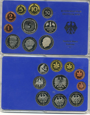 ФРГ государственный набор из 10 монет 1982 G    PROOF  3-5-3-06