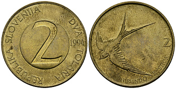 Словения 2 толара 1994 ласточка KM 5 никель латунь 4167-441