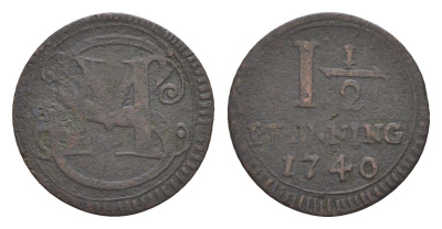 Мюнстер 1 1/2 пфеннига 1740 KM 336 медь 633-1023