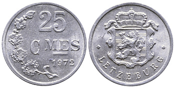 ЛЮКСЕМБУРГ 25 САНТИМОВ 1972 KM 45а.1 алюминий 53-511