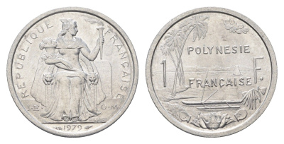 Французская Полинезия 1 франк 1979 KM 11 алюминий UNC 4666-513