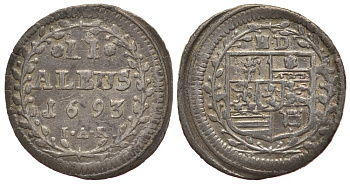 Гессен-Дармштадт 2 альбус 1693 IAR KM 82 серебро 1522-725