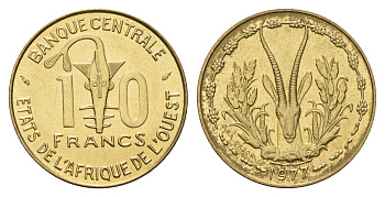 Западная Африка (BCEAO) 10 франков 1977 KM 1a медь алюминий никель UNC 4671-152