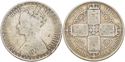 Великобритания 1 флорин = 2 шиллинга 1874 Виктория (1837-1901) KM 746.2, Spink 3893 серебро 1515-431