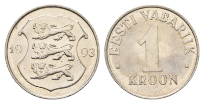 Эстония 1 крона 1993 KM 28 медно-никель aUNC 4688-552