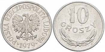 ПОЛЬША 10 ГРОШЕЙ 1979 MW KM АА47 алюминий 110-111