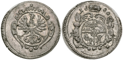 ШЛЕЗИЯ - ВЮРТЕНБЕРГ - ЭЛЬС 1 ГРОШ 1680 КРИСТИАН-УЛЬРИХ I FUS 2368 серебро 540-262