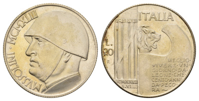 Италия фентезийная монета - жетон - 20 лир 1928 диаметр 35,5 мм, вес 12,4 гр никель 4667-1022