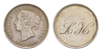 Канада жетон на монете - 5 центов 1858-1901 Виктория (1837-1901) KM 2 серебро 4644-756