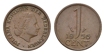 Нидерланды 1 цент 1956 Юлиана (1948-1980) KM 180 бронза 4611-1215