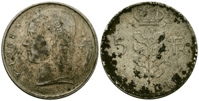 Бельгия 5 франков 1963 BELGIE, Бодуэн I (1951-1993) KM 135 медно-никель 4138-235