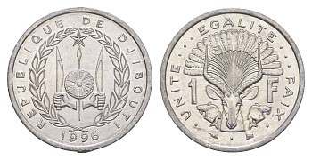 Джибути 1 франк 1996 KM 20 алюминий UNC 4652-1011