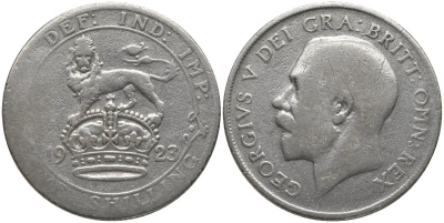 Великобритания 1 шиллинг 1923 Георг V (1910-1936) KM 816a, Spink 4023А серебро 4544-1241