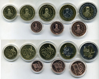 СЛОВЕНИЯ НАБОР ИЗ 8 МОНЕТ 2003 ЕВРОПРОБНИКИ (крупный формат) КАПСУЛЫ, ЛЮДОВИК ШТУР биметалл PROOF 06-081-10