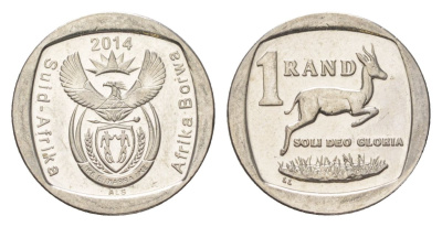 ЮАР 1 ранд 2014 медь плакированная никелем UNC 4627-569