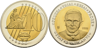 ЕВРОПА 10 ЕВРО 2006 ЕВРОПРОБНИК, БОЛЬШОЙ ФОРМАТ биметалл PROOF 02-116-21