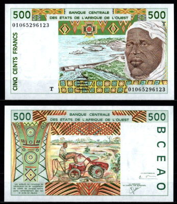Того 500 франков 2001 Pick 810 Tl 7215-8-3-1 бумага UNC (пресс) 7215-10-1-2