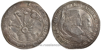 Мантуя 1 дукатон 1666 Фердинандо Карло Гонзага и Изабелла Клара Австрийская Dav. 3966 серебро 10-005-36