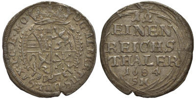 САКСЕН ГОТТА АЛЬТЕНБУРГ 1/12 ТАЛЕРА 1684 SM АЛЬБЕРТИНСКАЯ ЛИНИЯ серебро 1525-312