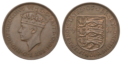 Джерси 1/12 шиллинга 1937 Георг VI (1936-1952) KM 18 бронза 4593-524